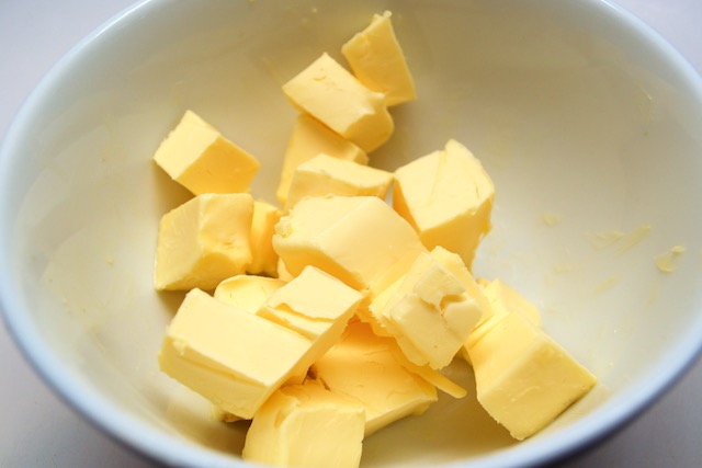 Cubed Butter for Chive Biscuit Recipe