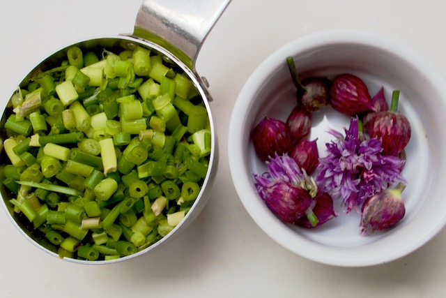 Chopped Chives and Chive Blossoms for
                     Chive Biscuit Recipe