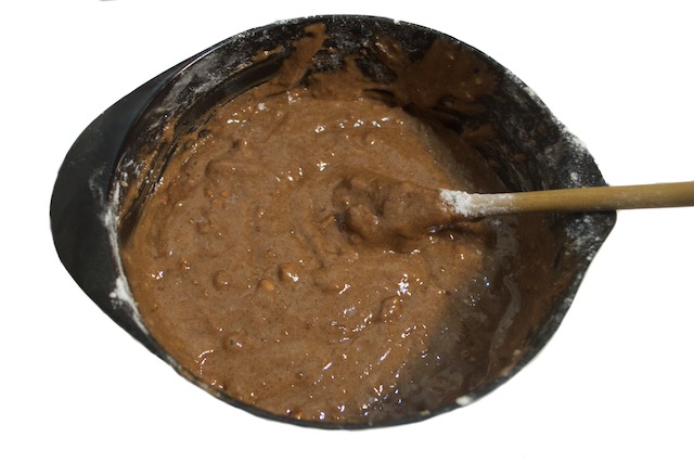 Batter in a Black Bowl for Mostaccioli Recipe