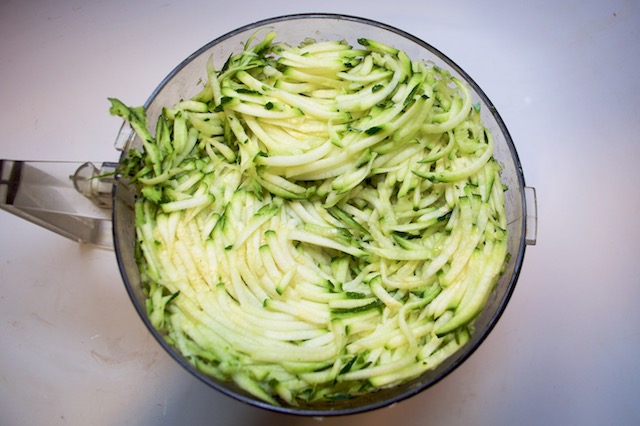 Shredded zucchini for zucchini fennel fritters