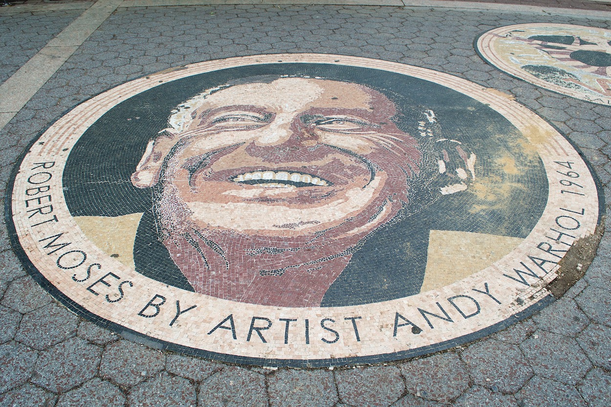 Robert Moses by the artist Andy Warhol
                     Mosaic in Flushing Meadows Park