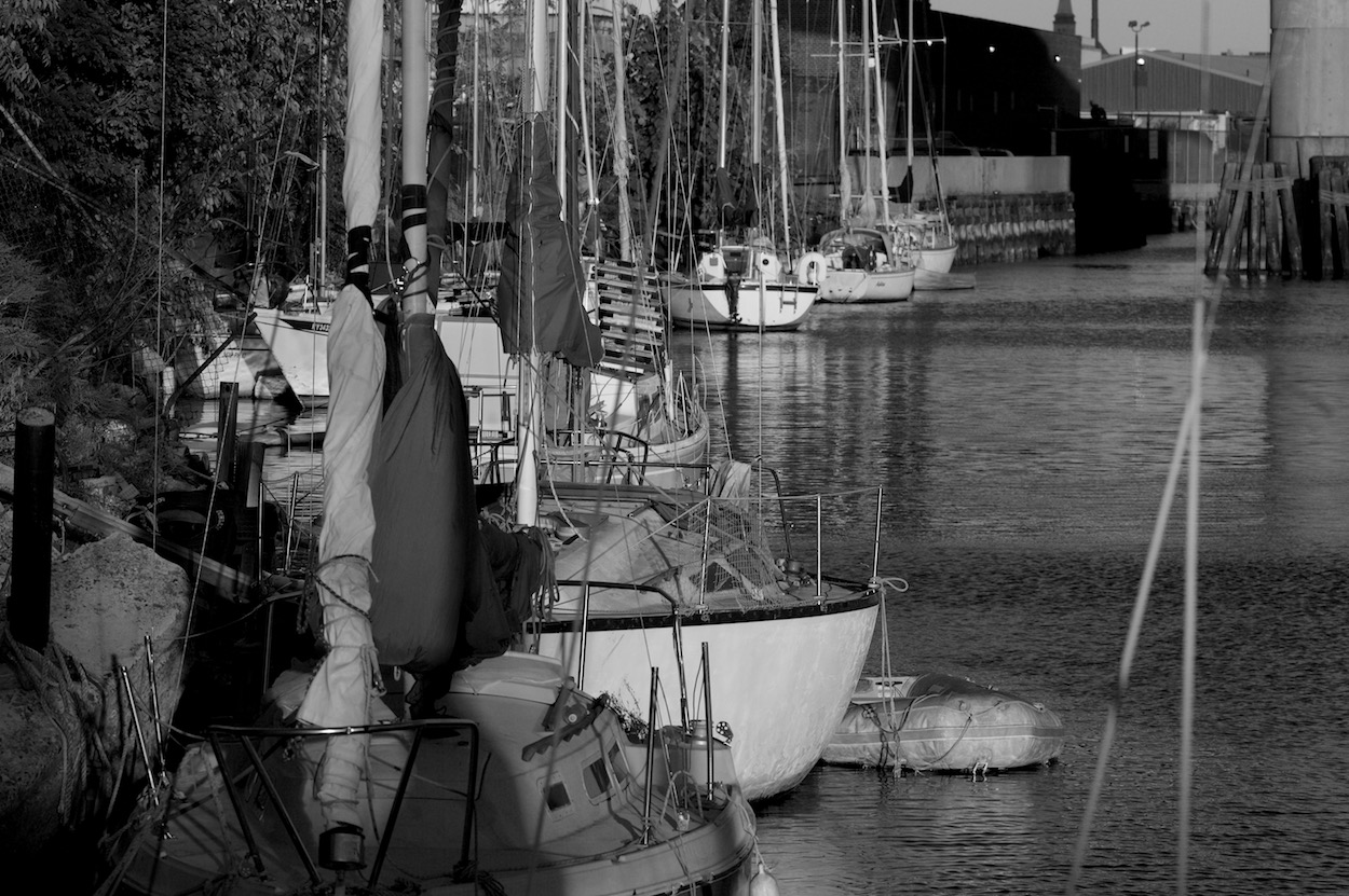 Boats in Newtown Creek in Hunter's Point,
                     Queens