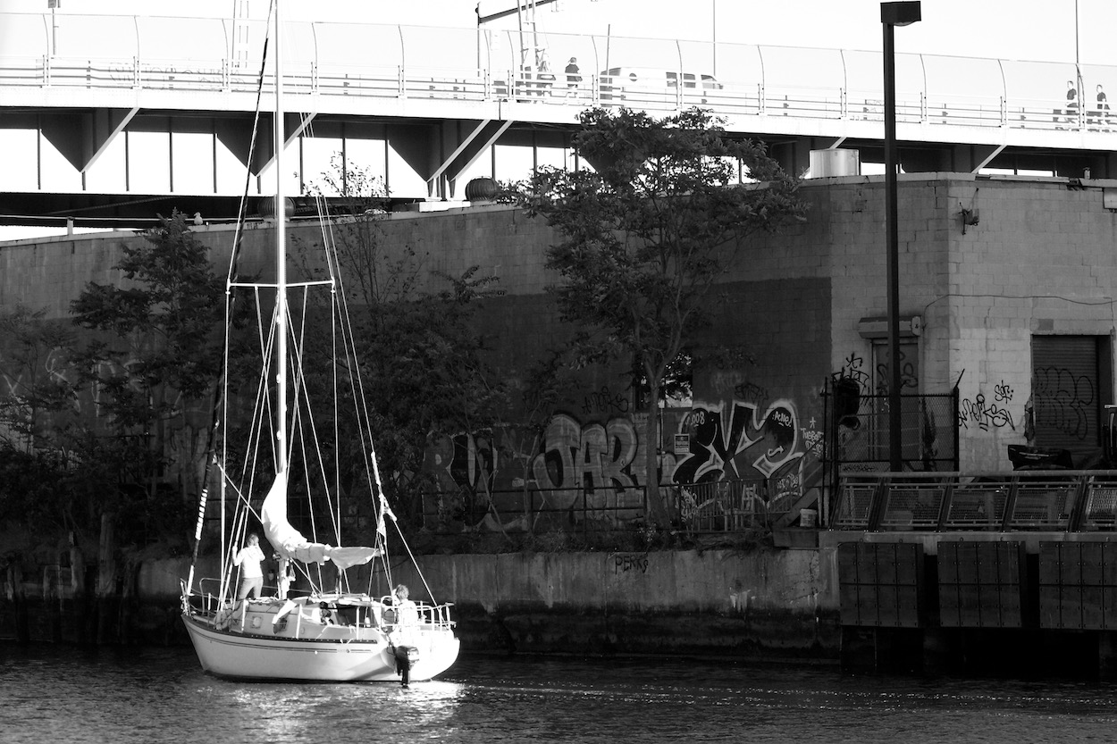 Boats in Newtown Creek in Hunter's Point, Queens