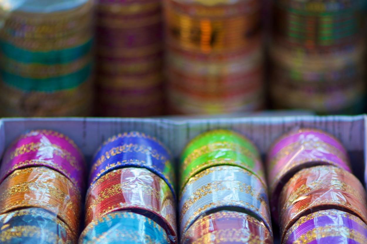 Bangle bracelets at the Diwali Festival
                     in Jackson Heights, Queens