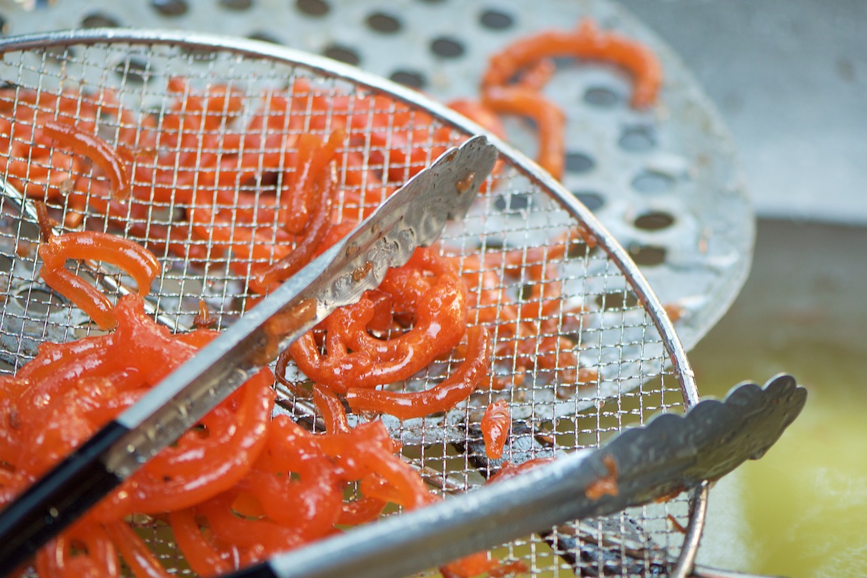 Jalebi at the Diwali Festival in Jackson
                     Heights, Queens