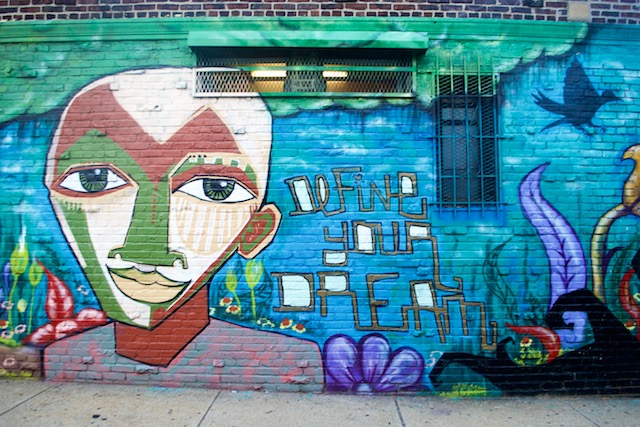 Define Your Dream street art mural detail in Sunnyside Queens