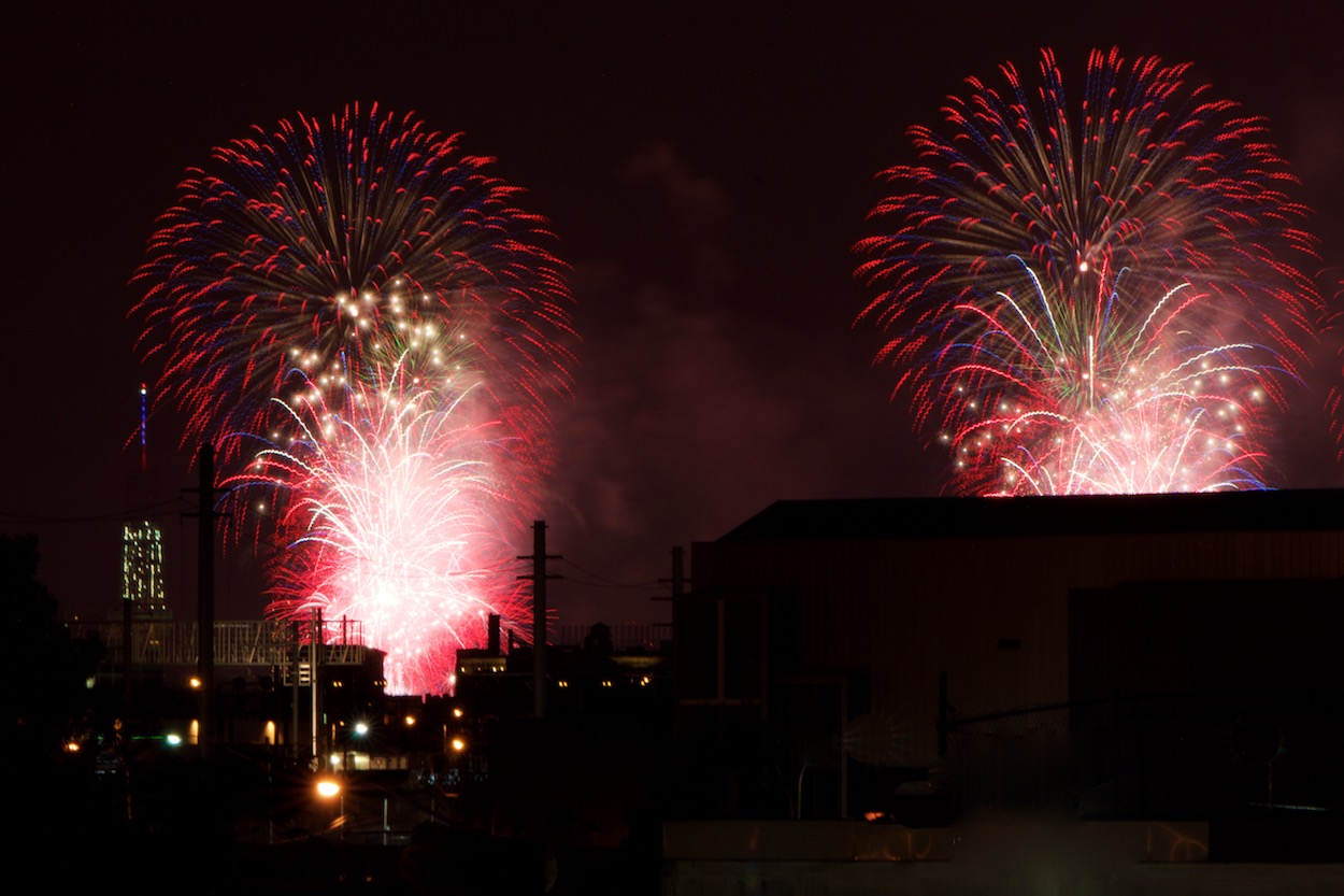 View of the Macy's Fourth of July
                     Fireworks Next to the Freedom Tower from a
                     Rooftop in Sunnyside Queens