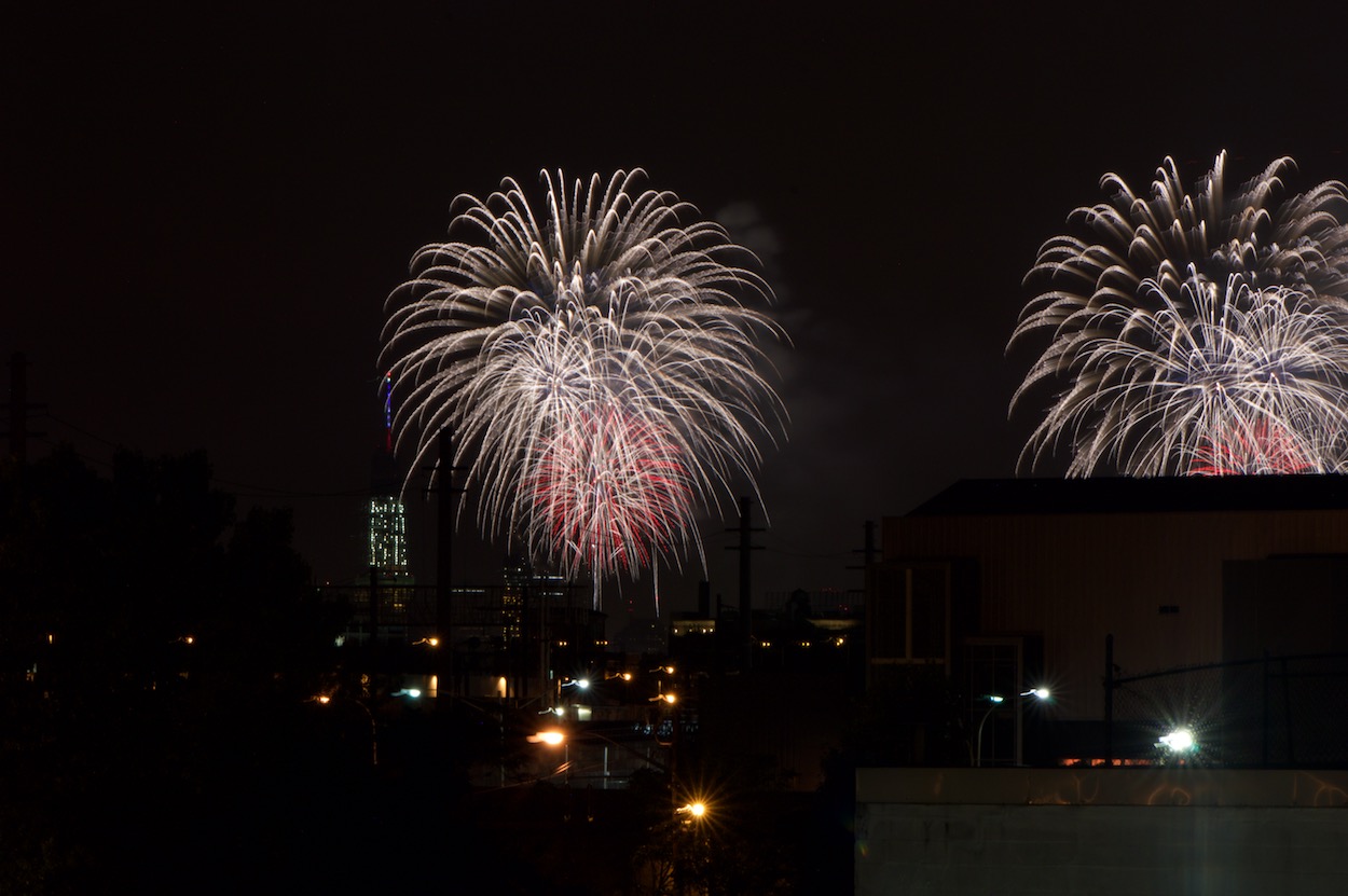View of the Macy's Fourth of July
                     Fireworks Next to the Freedom Tower from a
                     Rooftop in Sunnyside Queens