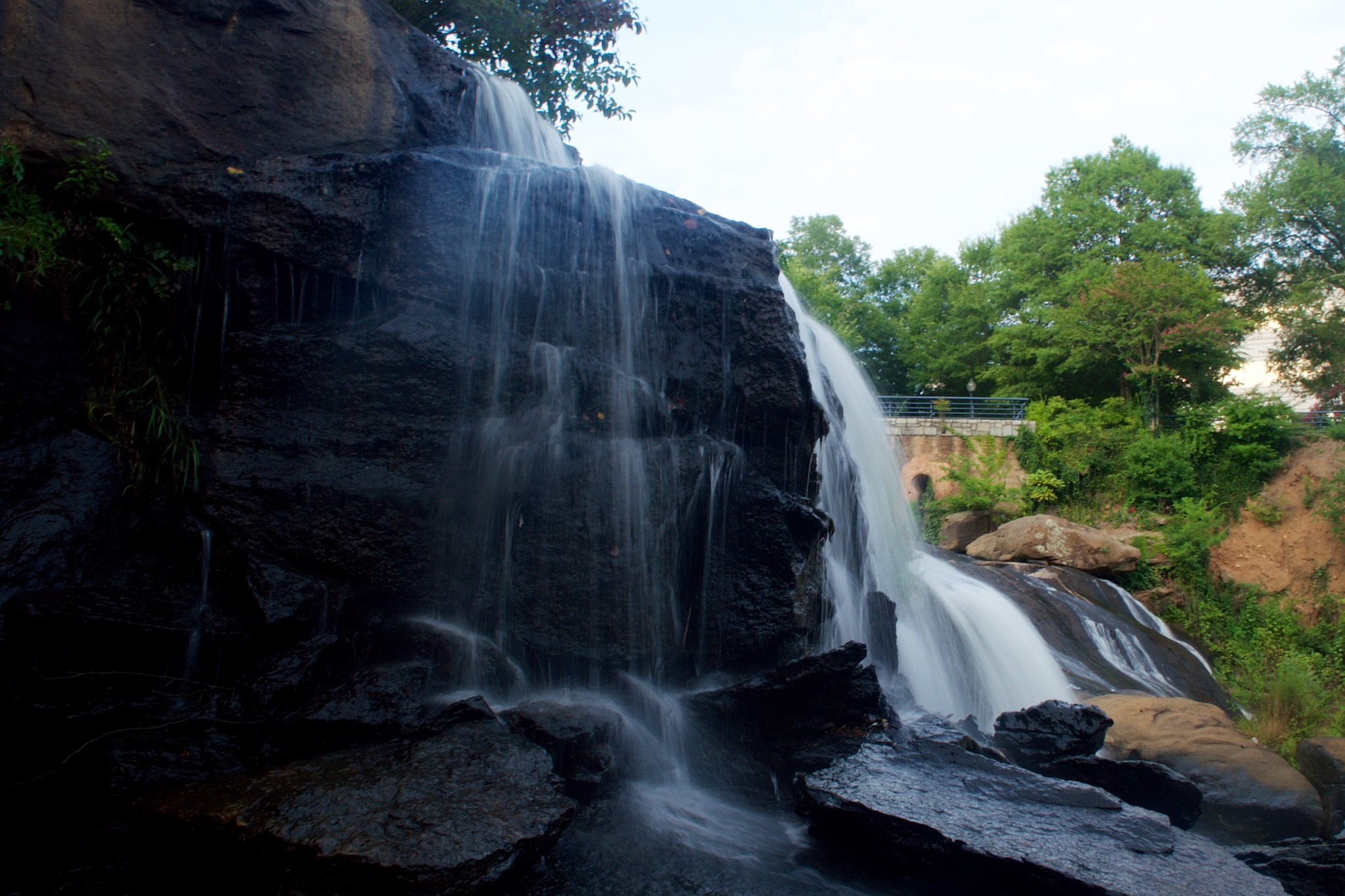 Waterfall in the Reedy River Falls Park in Greenville, South Carolina