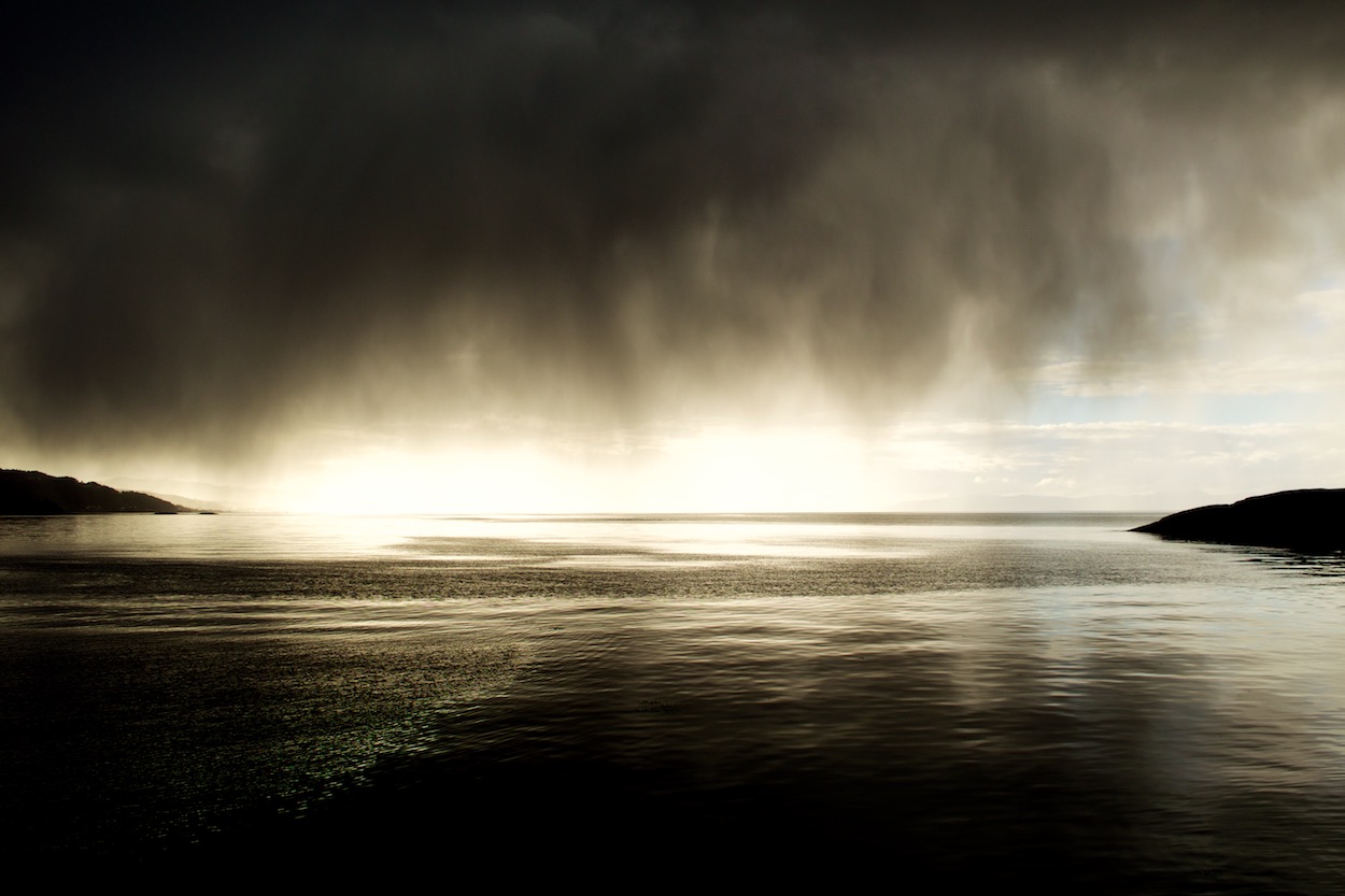 Fjord in Hell, Norway during a Hailstorm