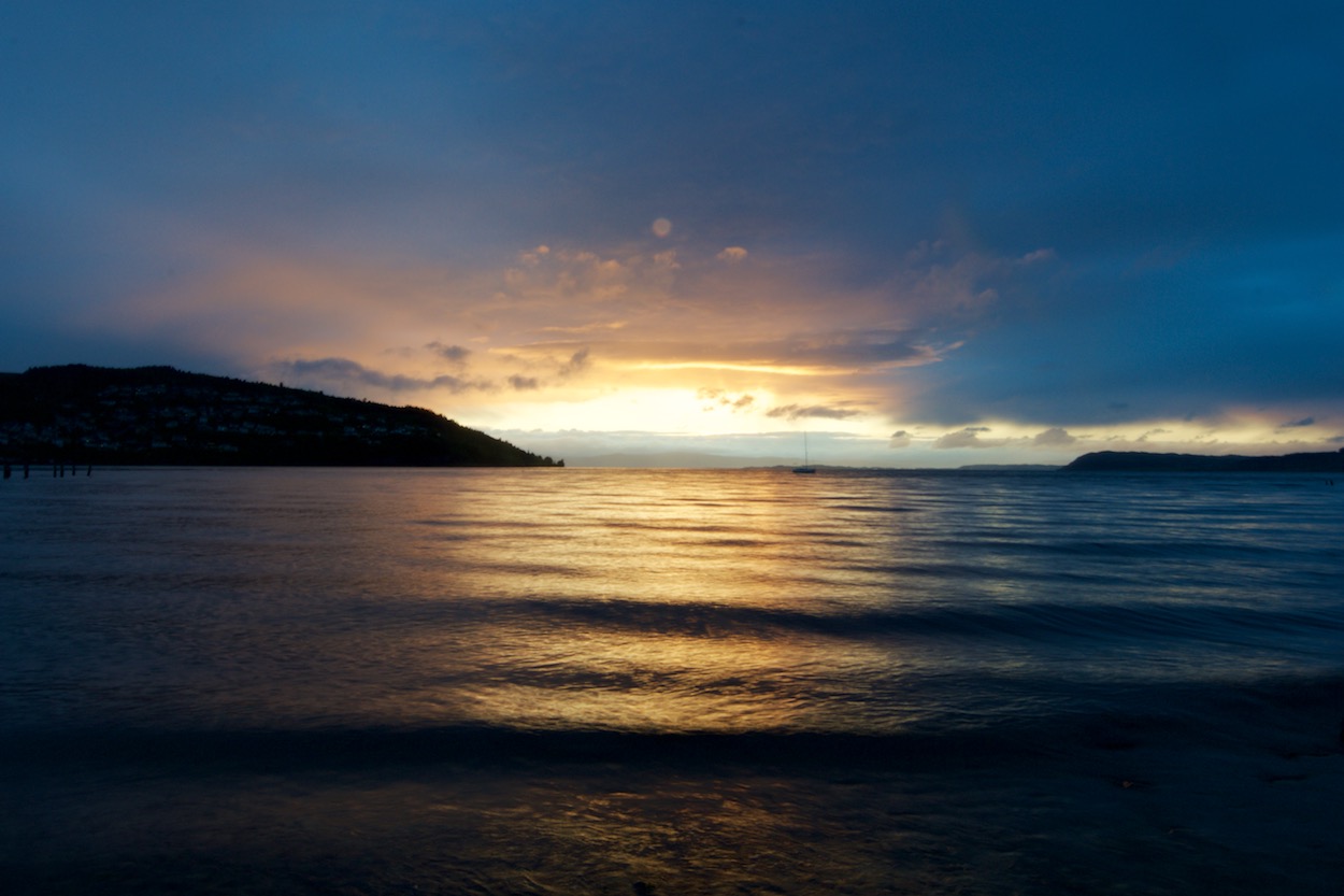 Sunset over the fjord in Hommelvik, Norway