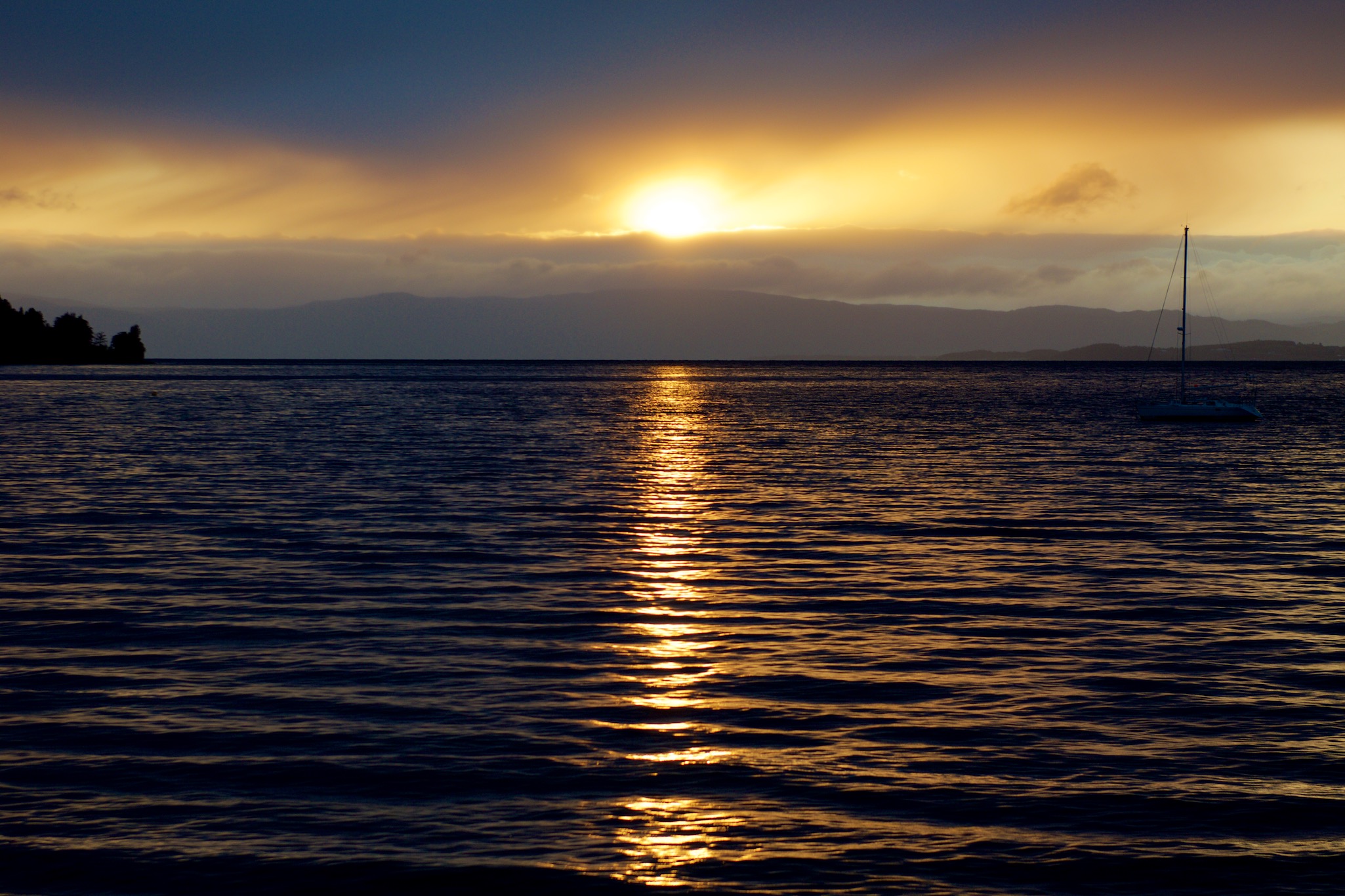 Sunset over the fjord in Hommelvik, Norway