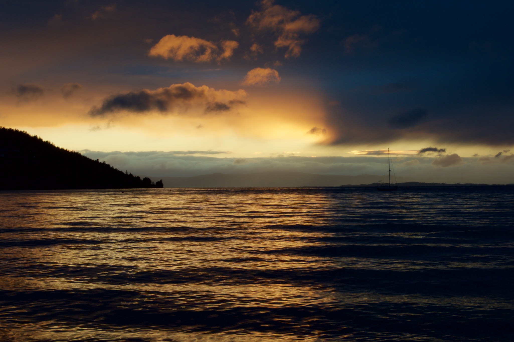 Sunset over the fjord in Hommelvik, Norway