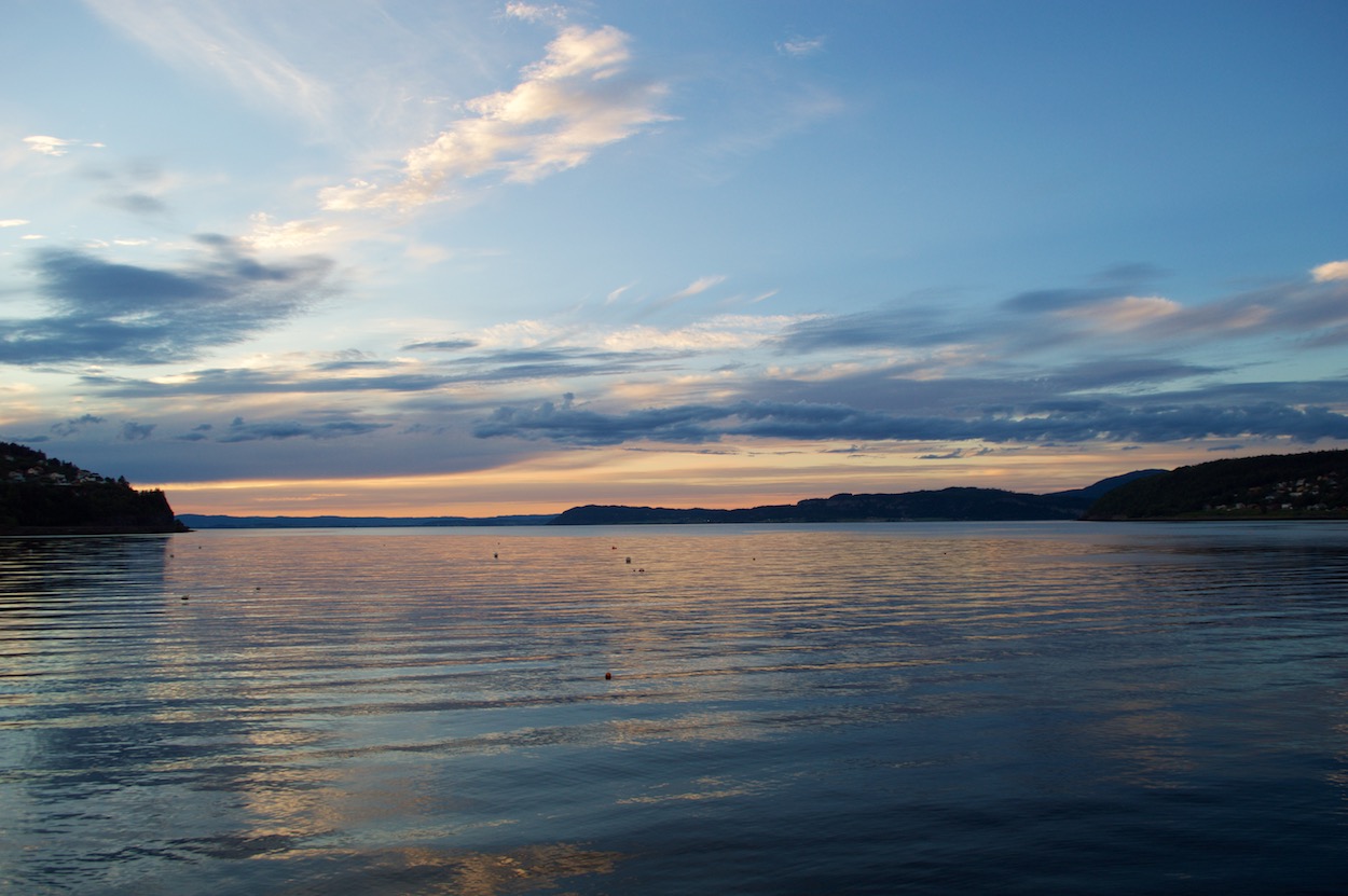 Sunset over the fjord in Hommelvik, Norway