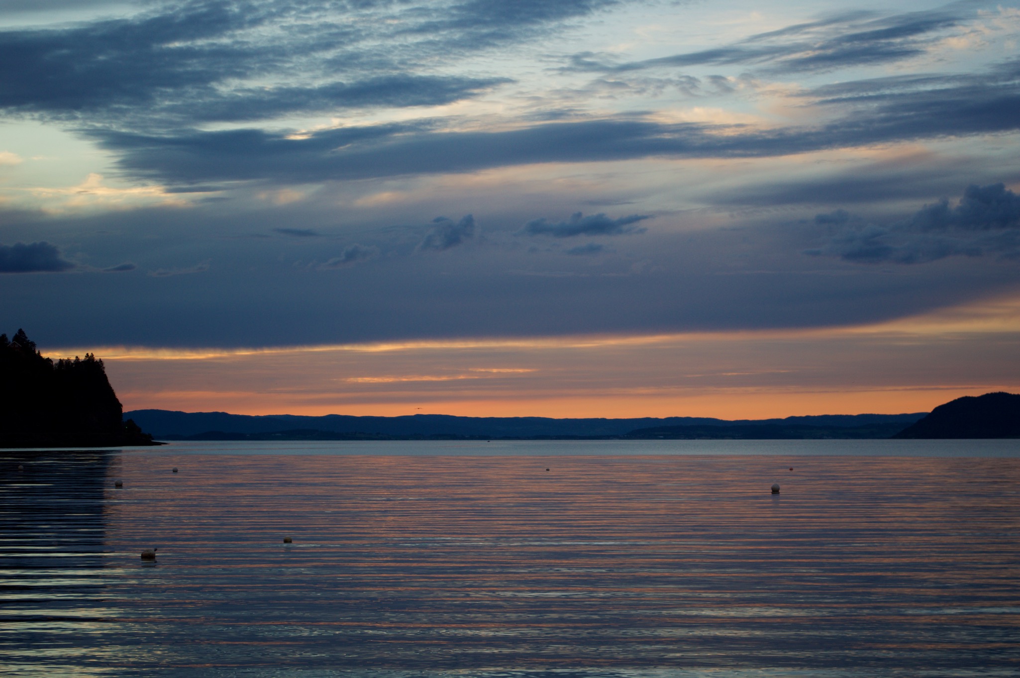 Sunset over the fjord in Hommelvik, Norway