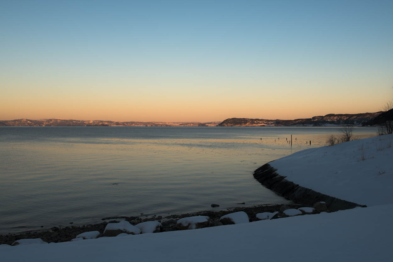 Sunrise on the fjord in Hommelvik, Norway