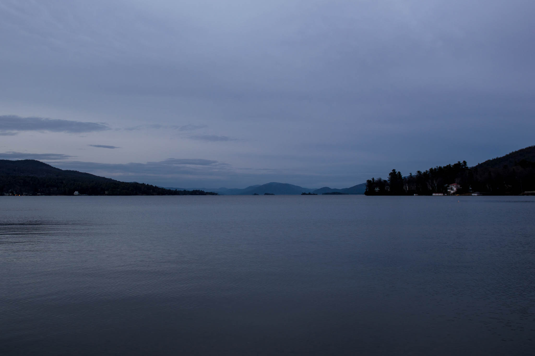Lake George, New York at dusk