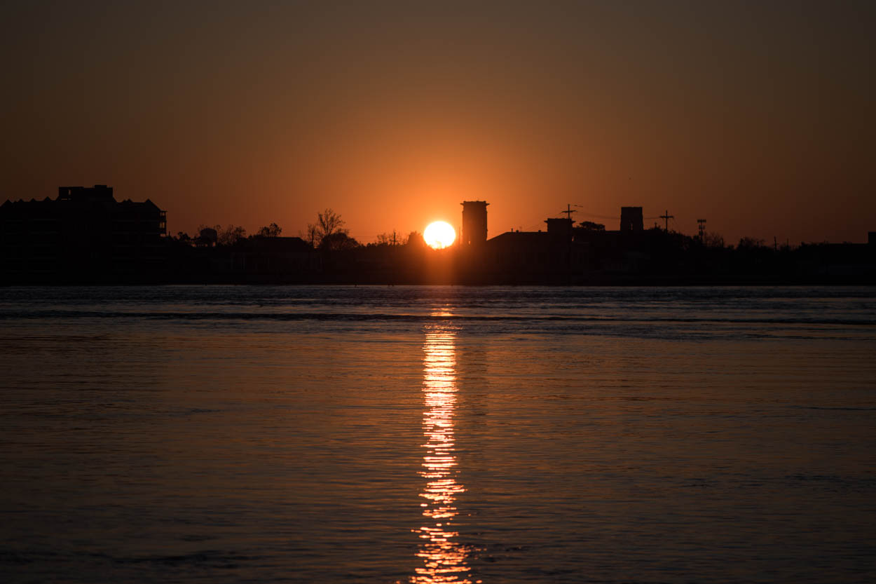 Sunrise on the Mississippi River in New Orleans, Louisiana, USA