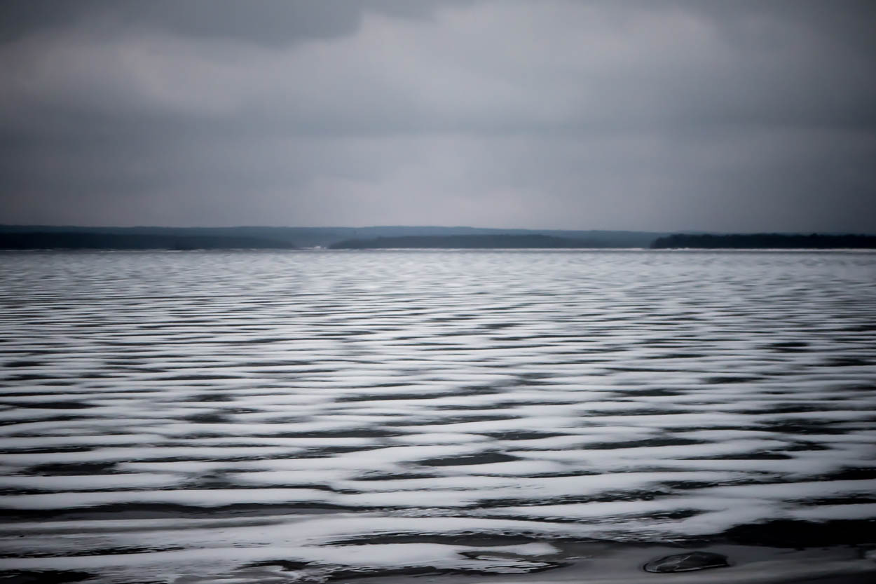 Frozen Lake Sacandaca in Northville, New York, USA