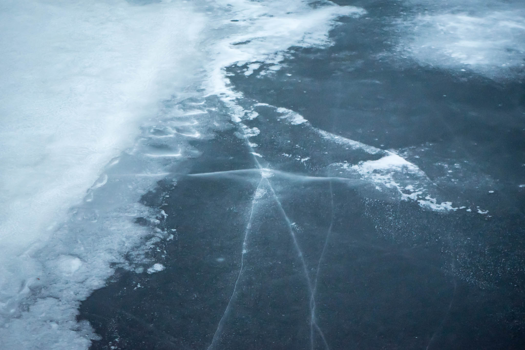 Frozen Lake Sacandaca in Northville, New York, USA