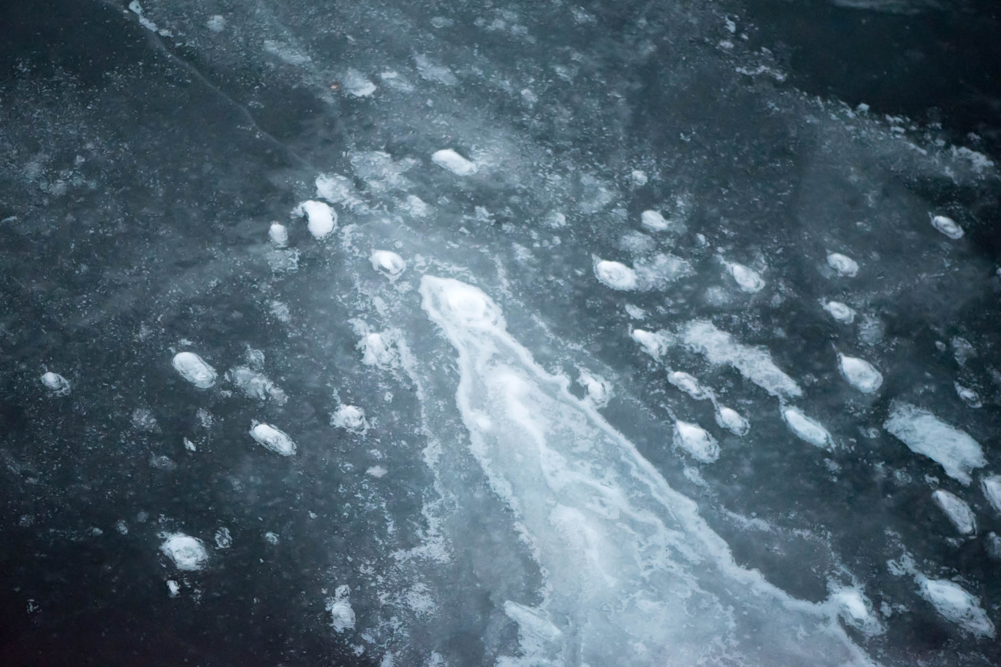 Frozen Lake Sacandaca in Northville, New York, USA