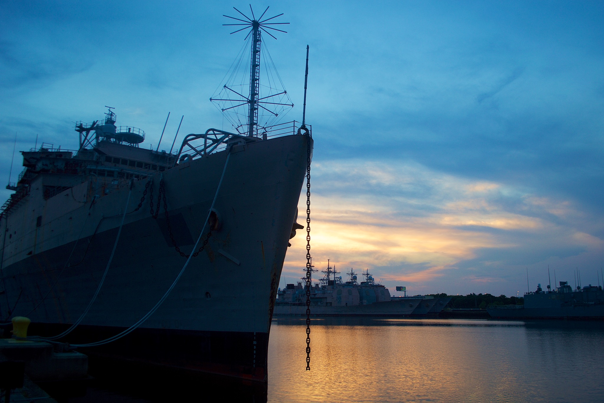Sunset over the Naval Yard in Philadelphia, Pennslvania