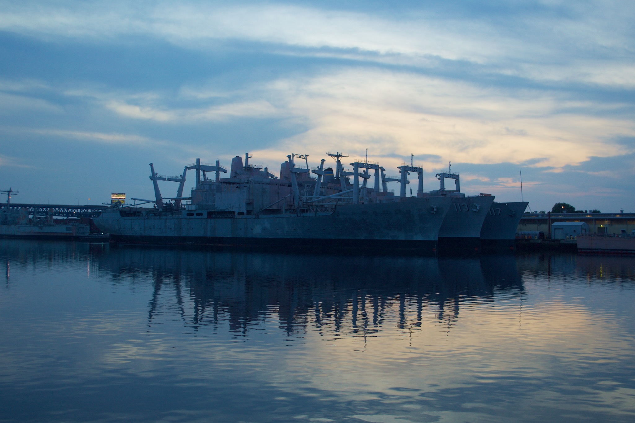 Sunset over the Naval Yard in Philadelphia, Pennsylvania