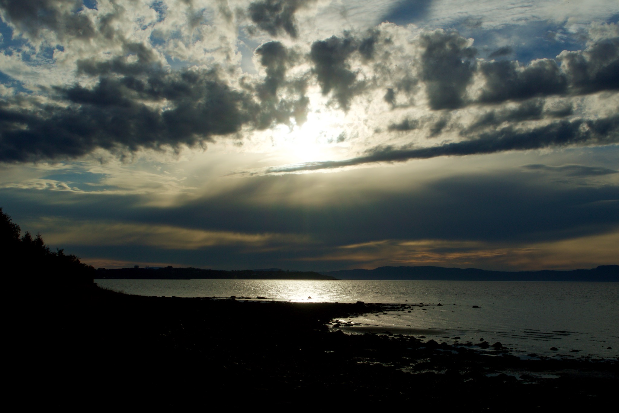 Sunset over the fjord in Ranheim, Norway