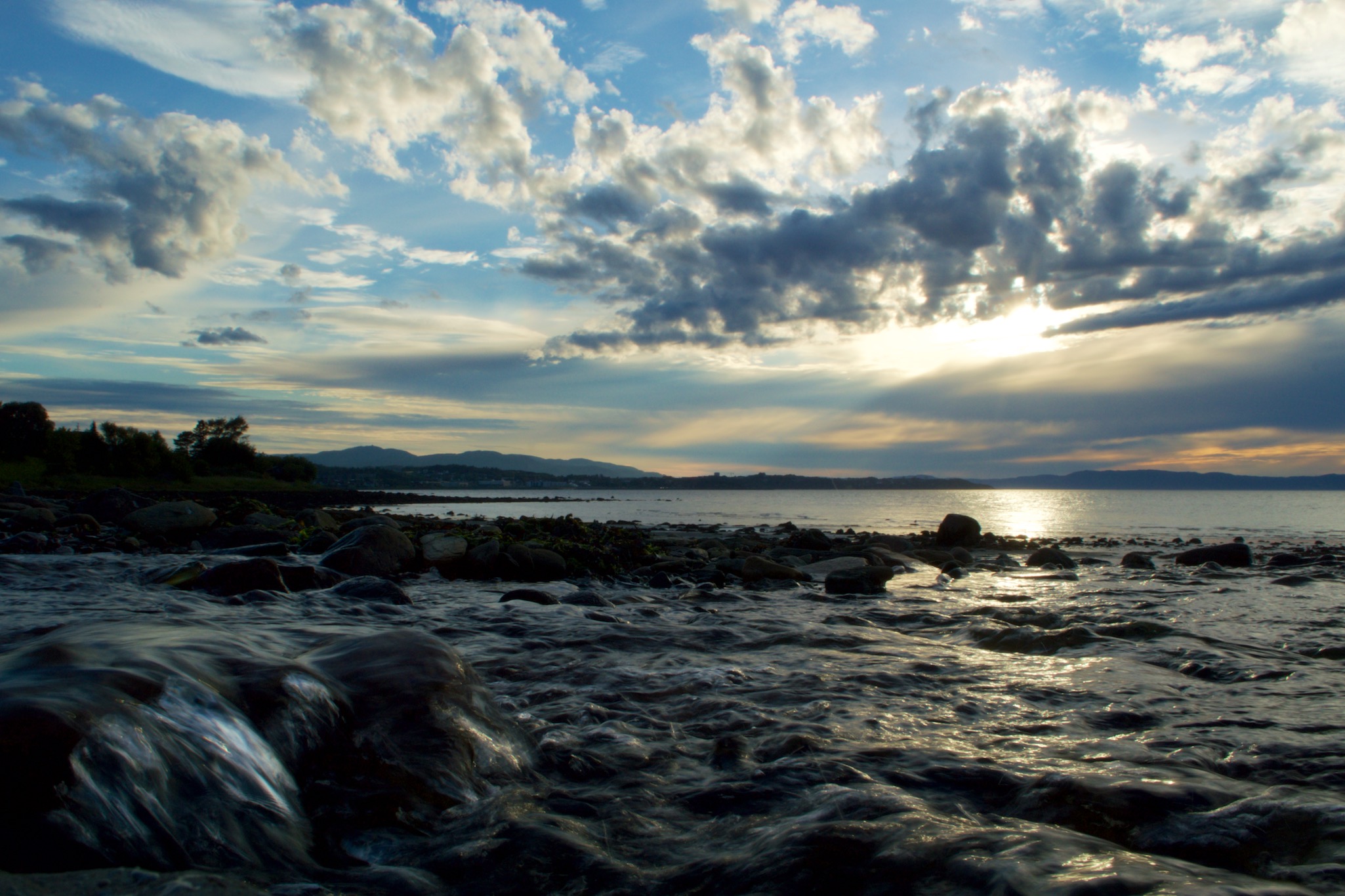 Sunset over the fjord in Ranheim, Norway