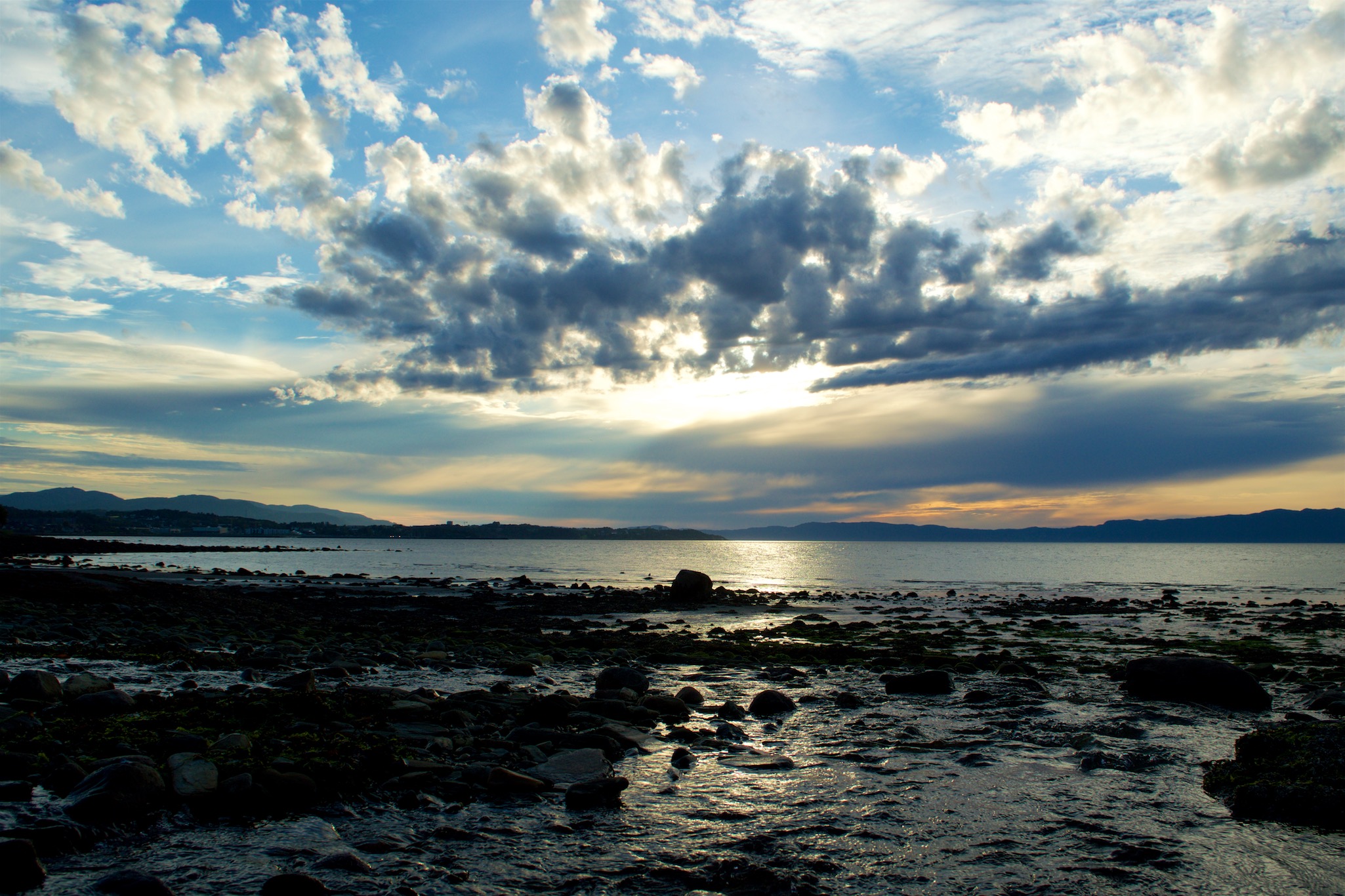 Sunset over the fjord in Ranheim, Norway