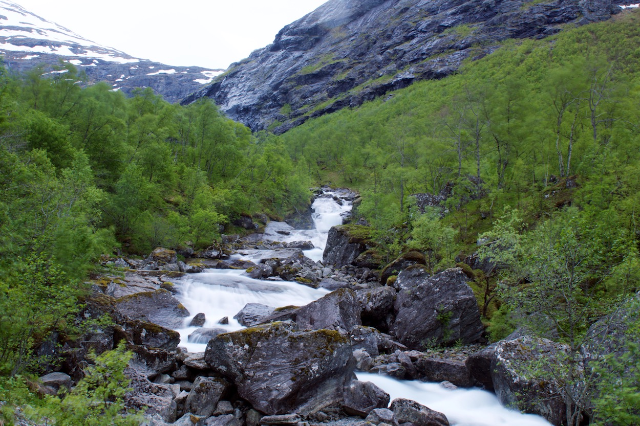 Waterfall and Mountains in Rauma, Norway