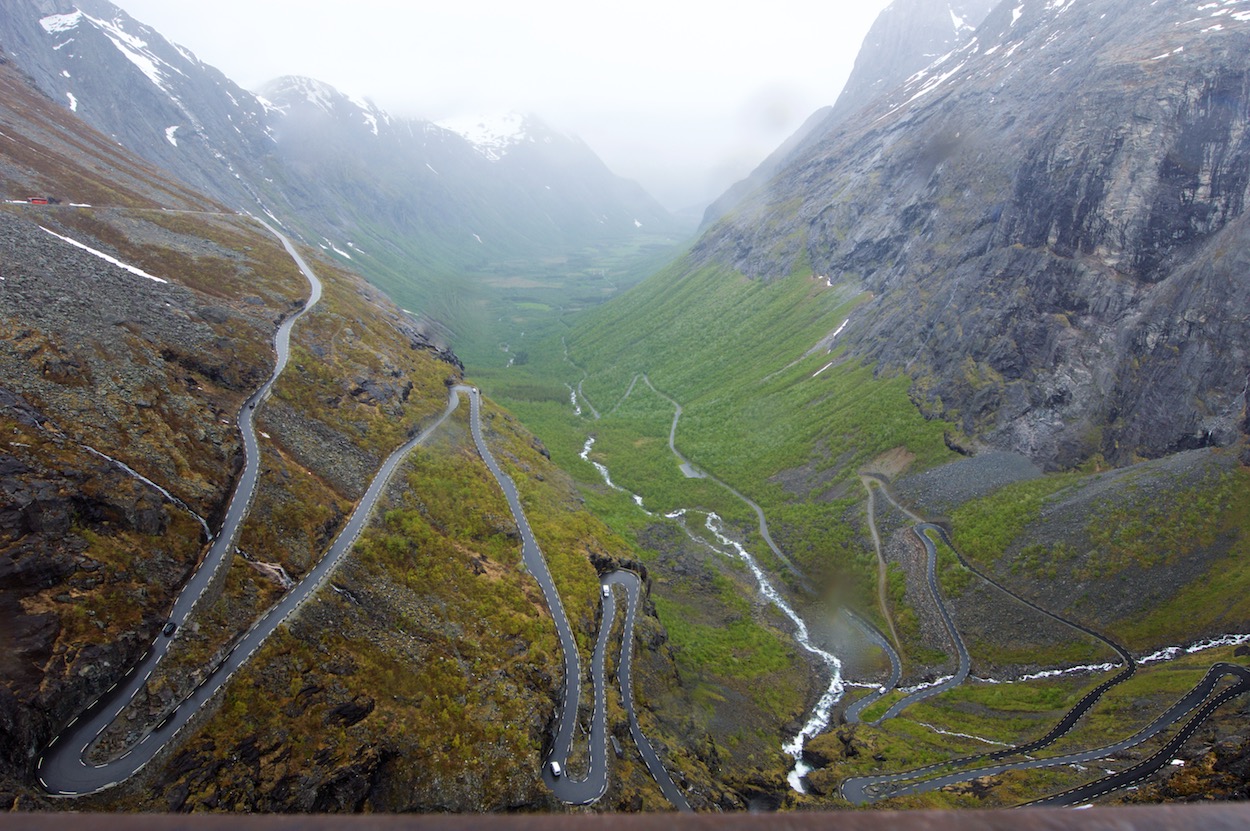 View of Roads Looking Down in Trollstigen, Norway