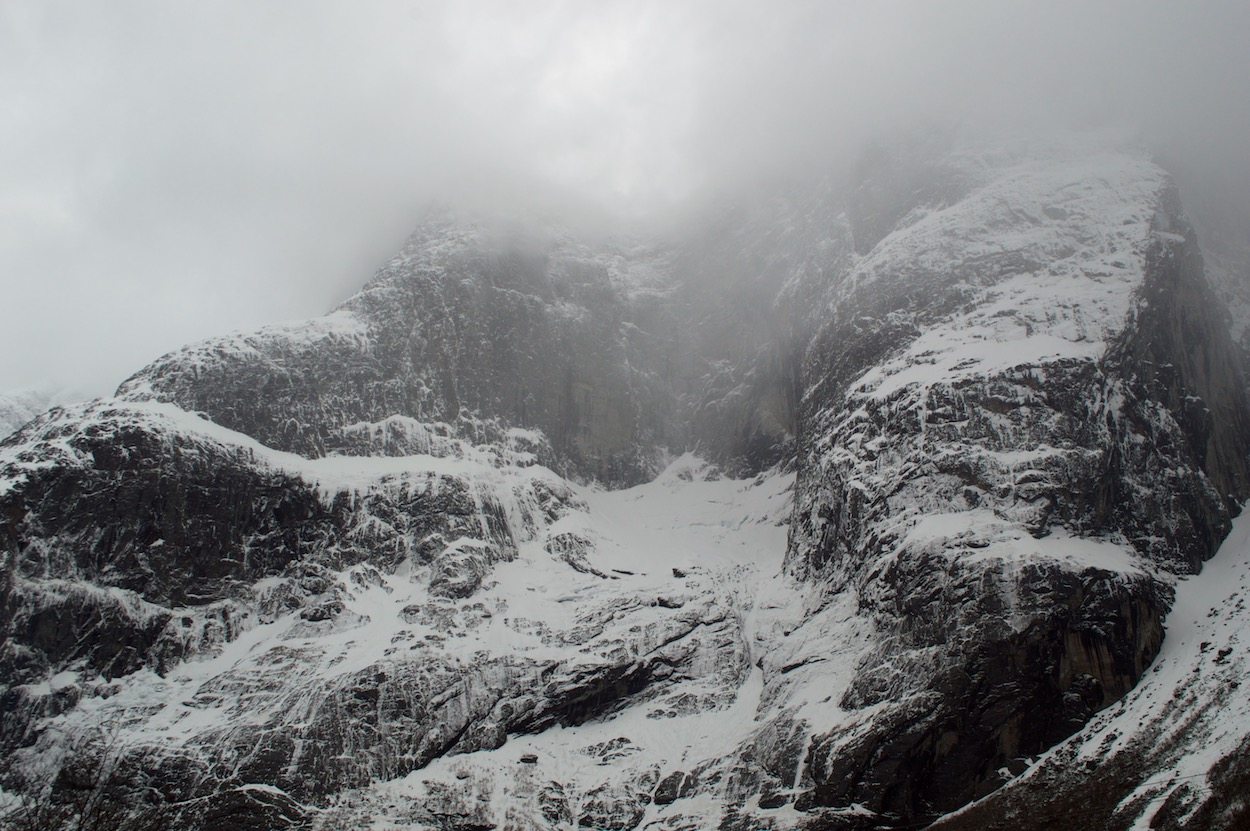 The view of Trollveggen from the bottom of
	       the mountain, in Norway