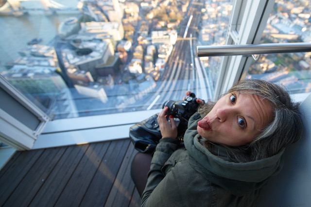 Francesca Fiore taking photos at
                     the Shard in London